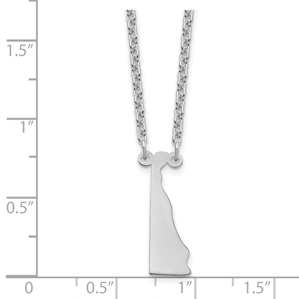 Sterling Silver/Rhodium-plated Delaware State Necklace (XNA706SS-DE)