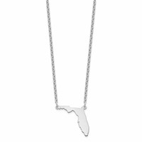 Sterling Silver Rhodium-plated Florida State Necklace view 2