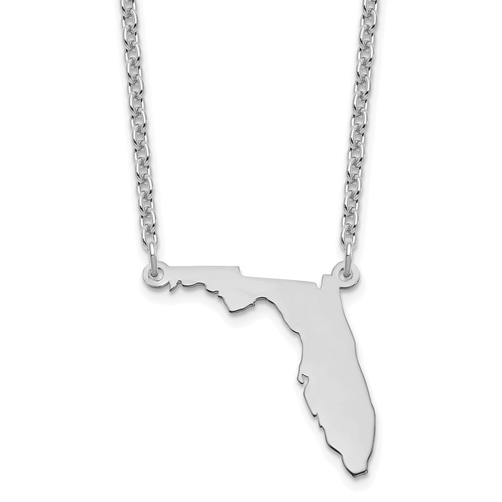 Sterling Silver Rhodium-plated Florida State Necklace