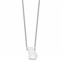 Sterling Silver Rhodium-plated Georgia State Necklace view 2