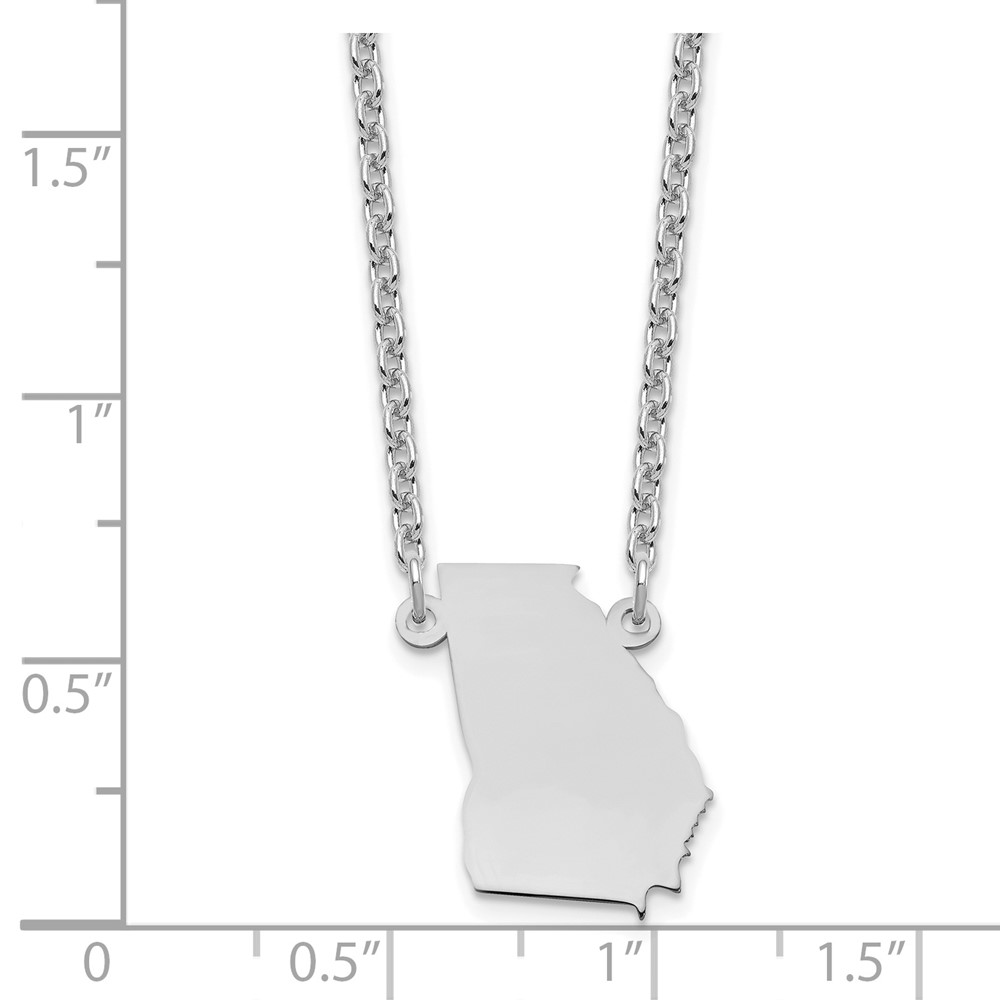 Sterling Silver/Rhodium-plated Georgia State Necklace (XNA706SS-GA)