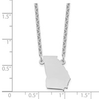 Sterling Silver Rhodium-plated Georgia State Necklace view 3
