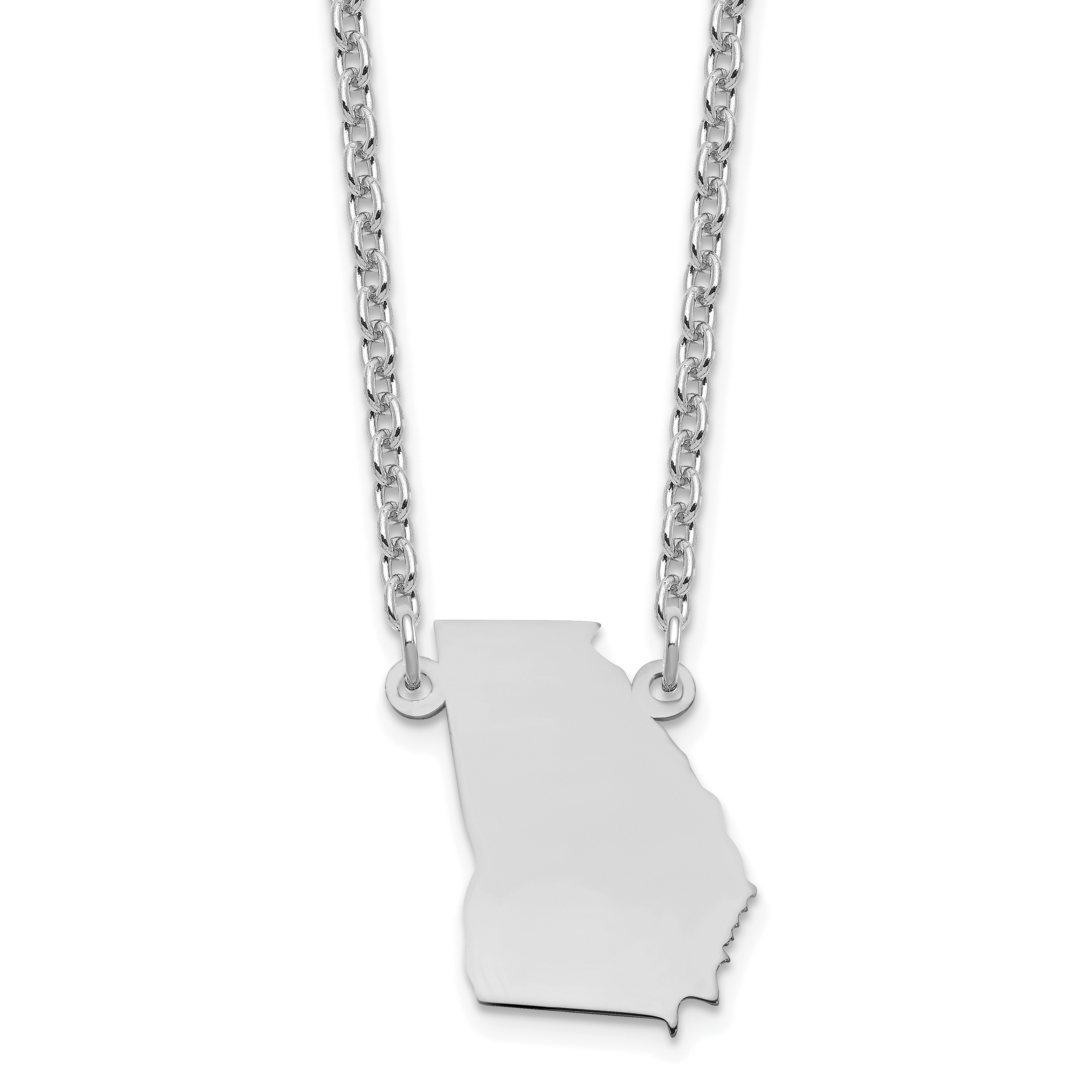 Sterling Silver/Rhodium-plated Georgia State Necklace (XNA706SS-GA)