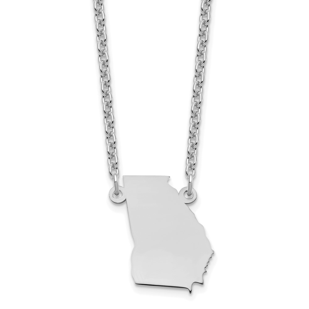 Sterling Silver/Rhodium-plated Georgia State Necklace