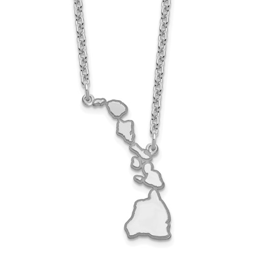 Sterling Silver Rhodium-plated Hawaii State Necklace