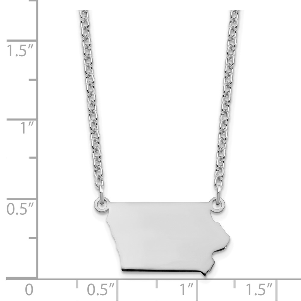 Sterling Silver/Rhodium-plated Iowa State Necklace (XNA706SS-IA)