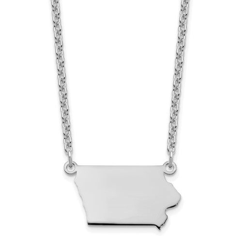 Sterling Silver Rhodium-plated Iowa State Necklace