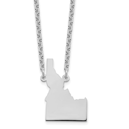 Sterling Silver Rhodium-plated Idaho State Necklace
