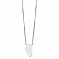 Sterling Silver Rhodium-plated Illinois State Necklace view 2