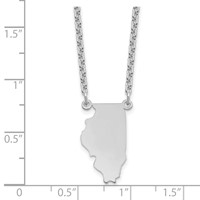 Sterling Silver Rhodium-plated Illinois State Necklace view 3