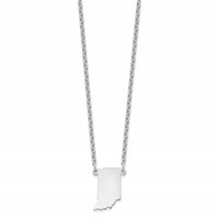 Sterling Silver Rhodium-plated Indiana State Necklace view 2