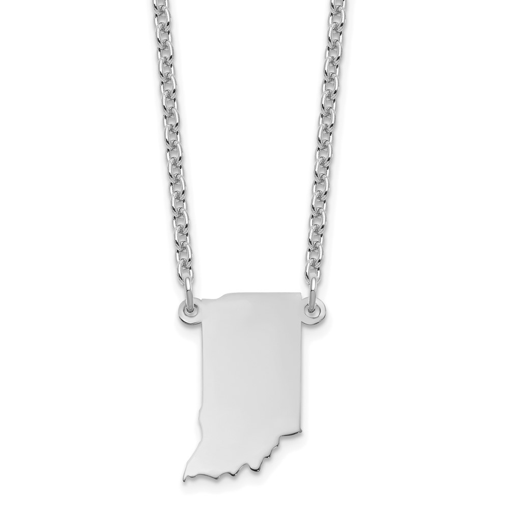 Sterling Silver Rhodium-plated Indiana State Necklace
