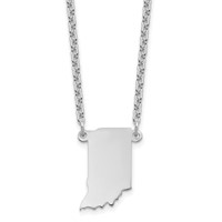 Sterling Silver Rhodium-plated Indiana State Necklace view 1