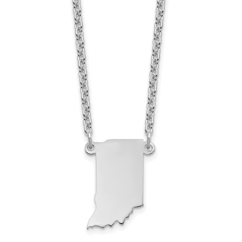 Sterling Silver Rhodium-plated Indiana State Necklace