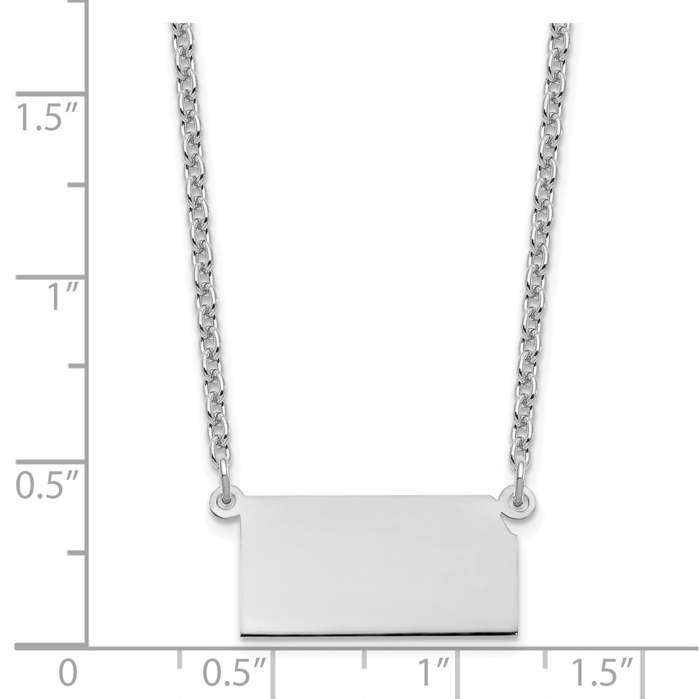 Sterling Silver/Rhodium-plated Kansas State Necklace (XNA706SS-KS)
