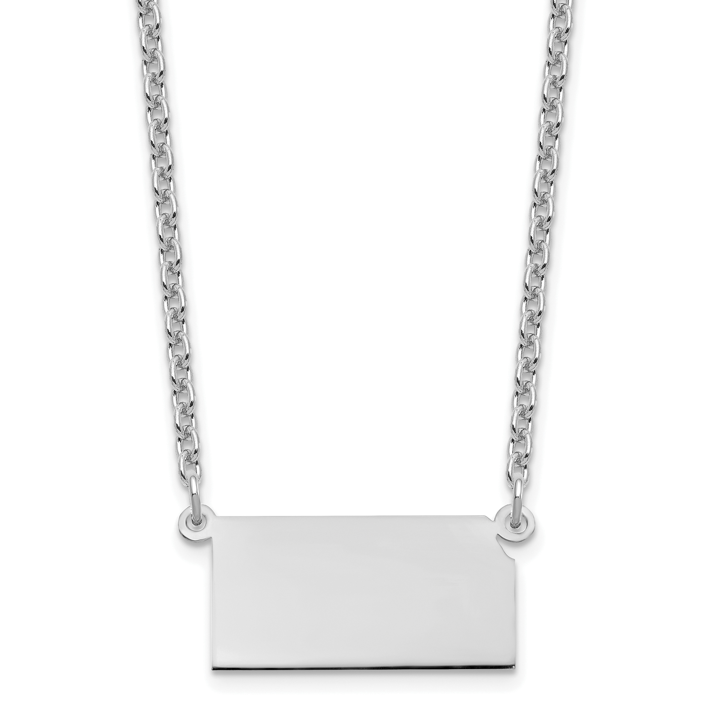 Sterling Silver/Rhodium-plated Kansas State Necklace (XNA706SS-KS)