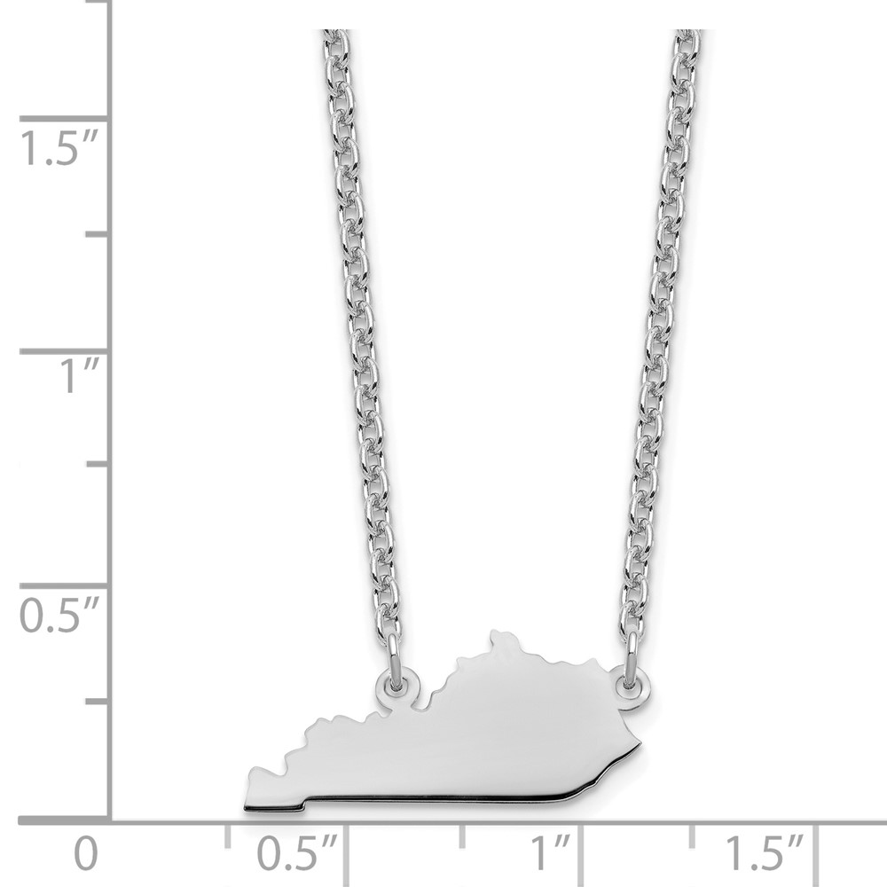 Sterling Silver/Rhodium-plated Kentucky State Necklace (XNA706SS-KY)