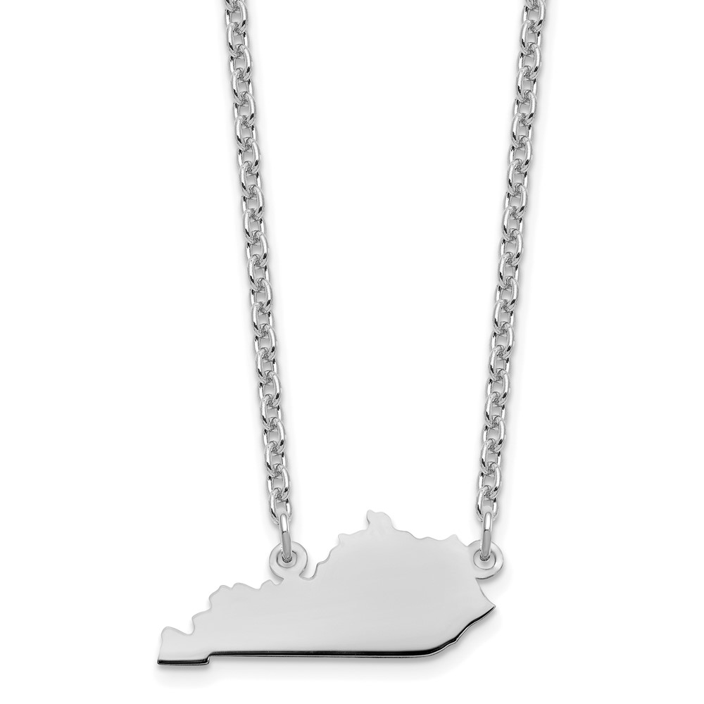 Sterling Silver/Rhodium-plated Kentucky State Necklace