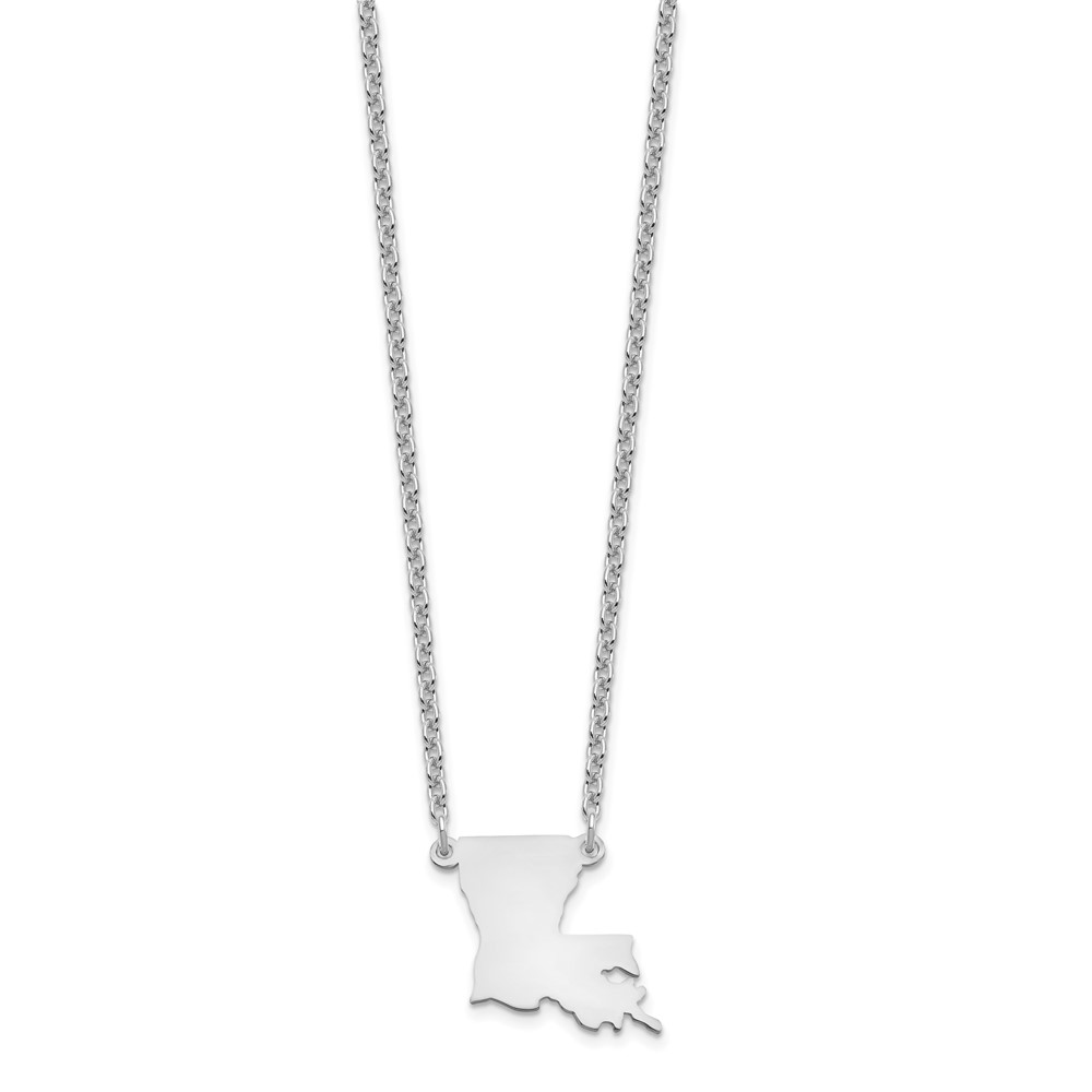 Sterling Silver/Rhodium-plated Louisiana State Necklace (XNA706SS-LA)