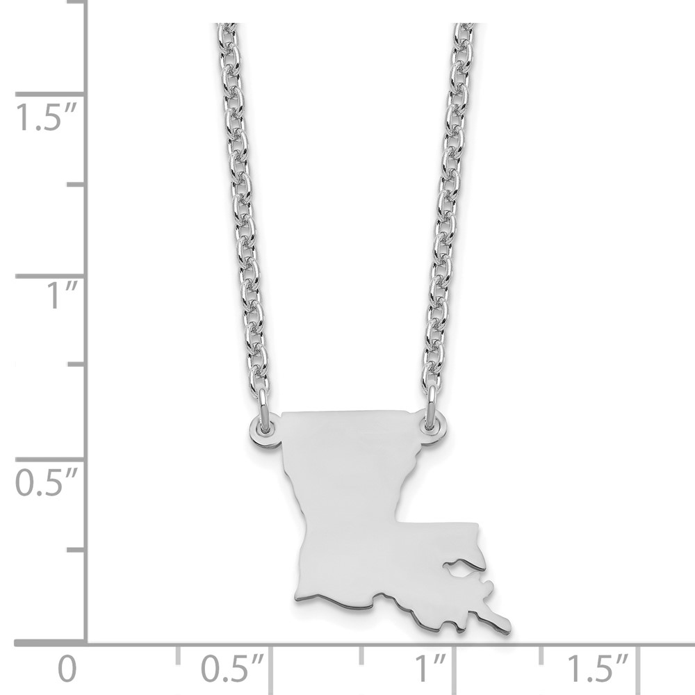 Sterling Silver/Rhodium-plated Louisiana State Necklace (XNA706SS-LA)