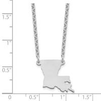 Sterling Silver Rhodium-plated Louisiana State Necklace view 3