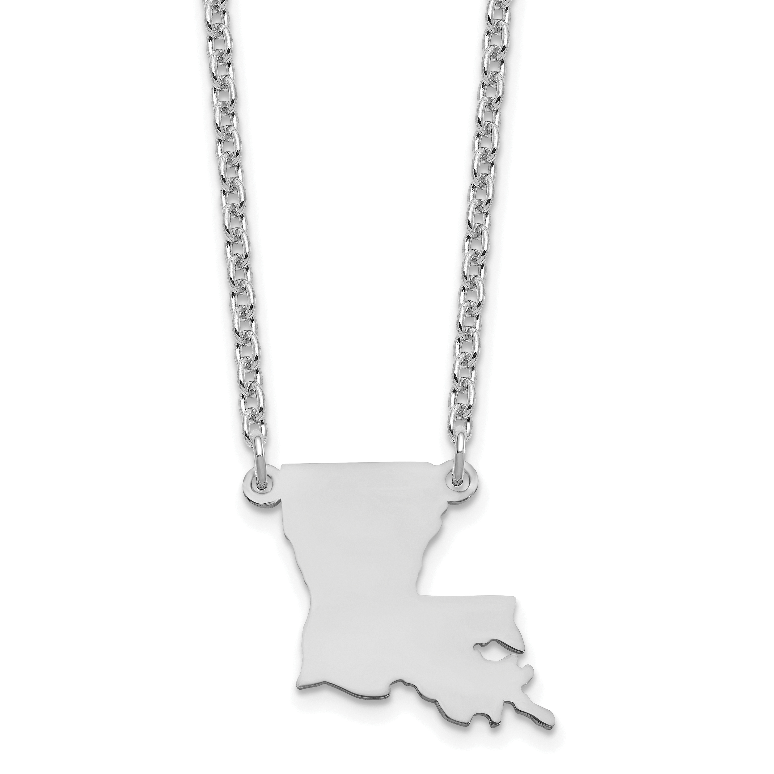 Sterling Silver/Rhodium-plated Louisiana State Necklace (XNA706SS-LA)