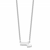 Sterling Silver Rhodium-plated Massachusetts State Necklace view 2