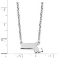 Sterling Silver Rhodium-plated Massachusetts State Necklace view 3