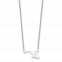 Sterling Silver Rhodium-plated Maryland State Necklace view 2