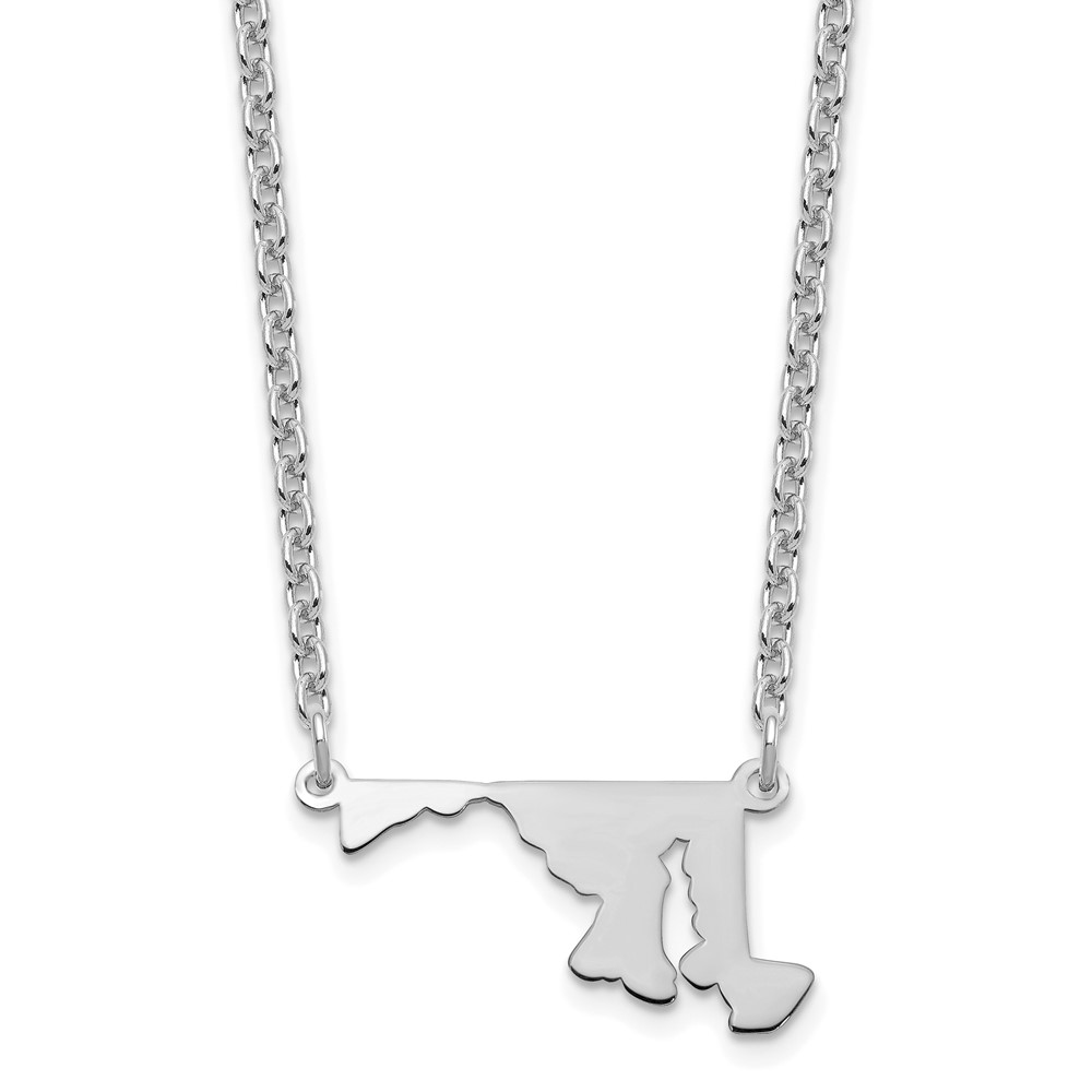 Sterling Silver/rhodium-plated Maryland State Necklace