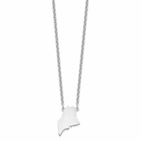 Sterling Silver Rhodium-plated Maine State Necklace view 2