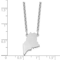 Sterling Silver Rhodium-plated Maine State Necklace view 3