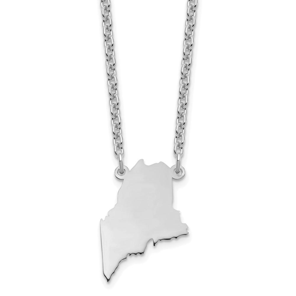 Sterling Silver/Rhodium-plated Maine State Necklace