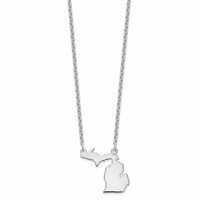 14K White Gold Michigan State Necklace view 2