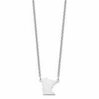 Sterling Silver Rhodium-plated Minnesota State Necklace view 2