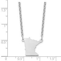 Sterling Silver Rhodium-plated Minnesota State Necklace view 3