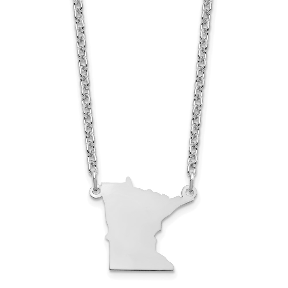 Sterling Silver Rhodium-plated Minnesota State Necklace