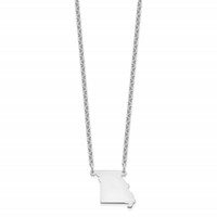 Sterling Silver Rhodium-plated Missouri State Necklace view 2
