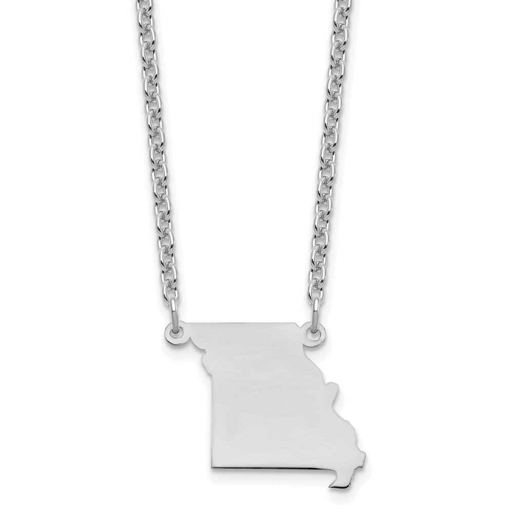 Sterling Silver/Rhodium-plated Missouri State Necklace