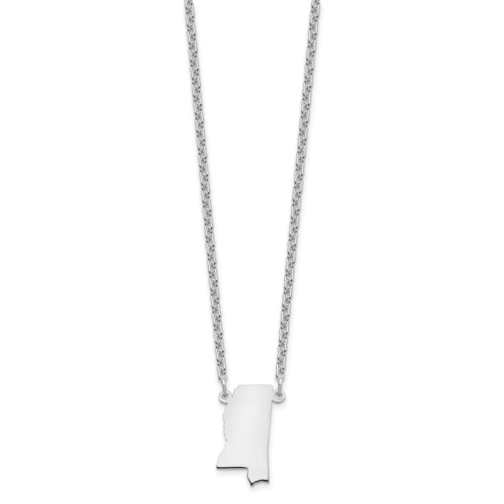 Sterling Silver/Rhodium-plated Mississippi State Necklace (XNA706SS-MS)