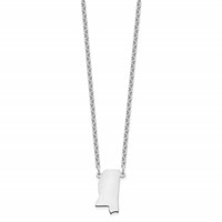 Sterling Silver Rhodium-plated Mississippi State Necklace view 2