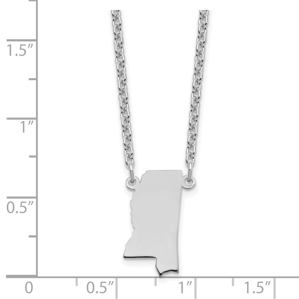 Sterling Silver/Rhodium-plated Mississippi State Necklace (XNA706SS-MS)