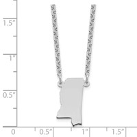 Sterling Silver Rhodium-plated Mississippi State Necklace view 3