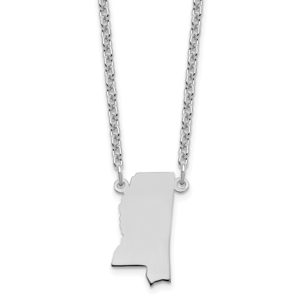 Sterling Silver/Rhodium-plated Mississippi State Necklace