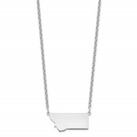 Sterling Silver Rhodium-plated Montana State Necklace view 2