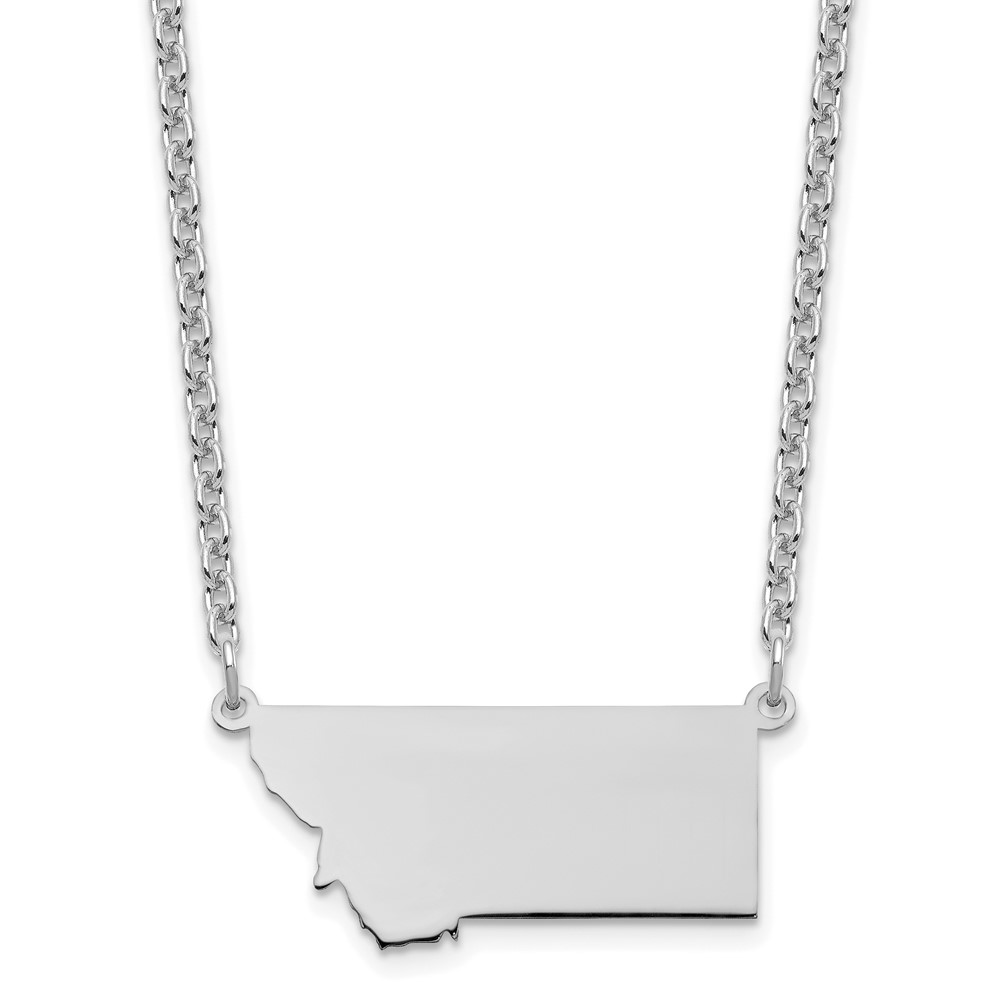 Sterling Silver Rhodium-plated Montana State Necklace