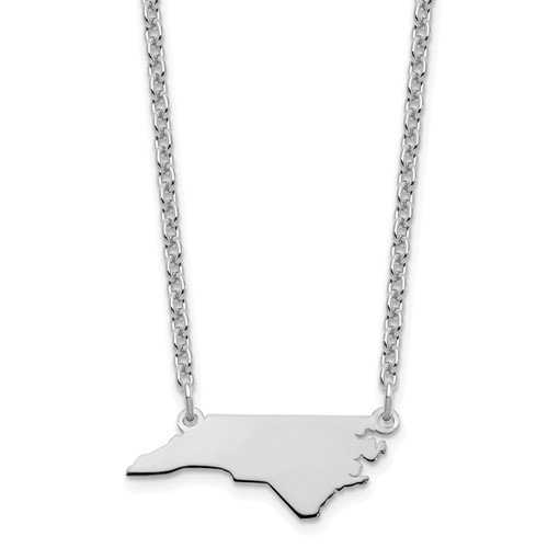 Sterling Silver Rhodium-plated North Carolina State Necklace