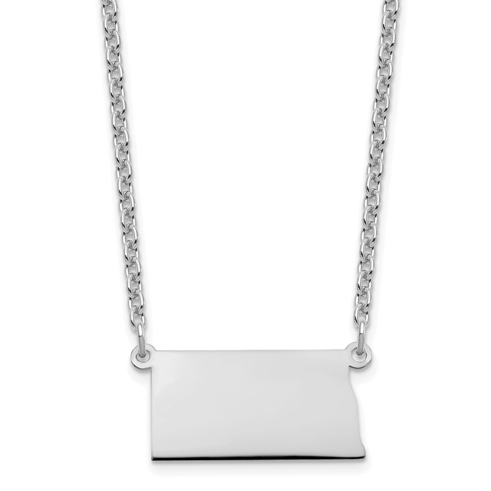 Sterling Silver/Rhodium-plated North Dakota State Necklace