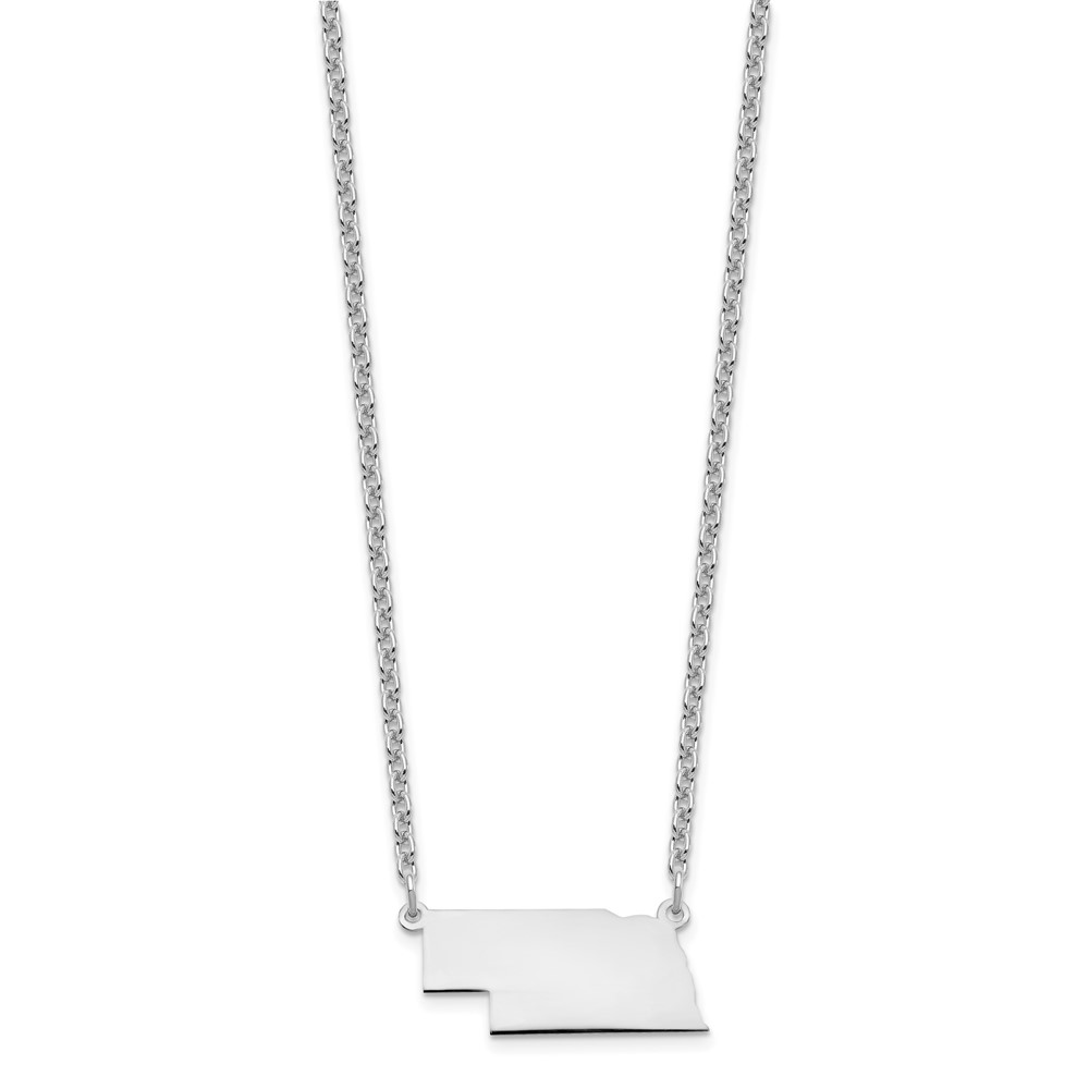 Sterling Silver/Rhodium-plated Nebraska State Necklace (XNA706SS-NE)