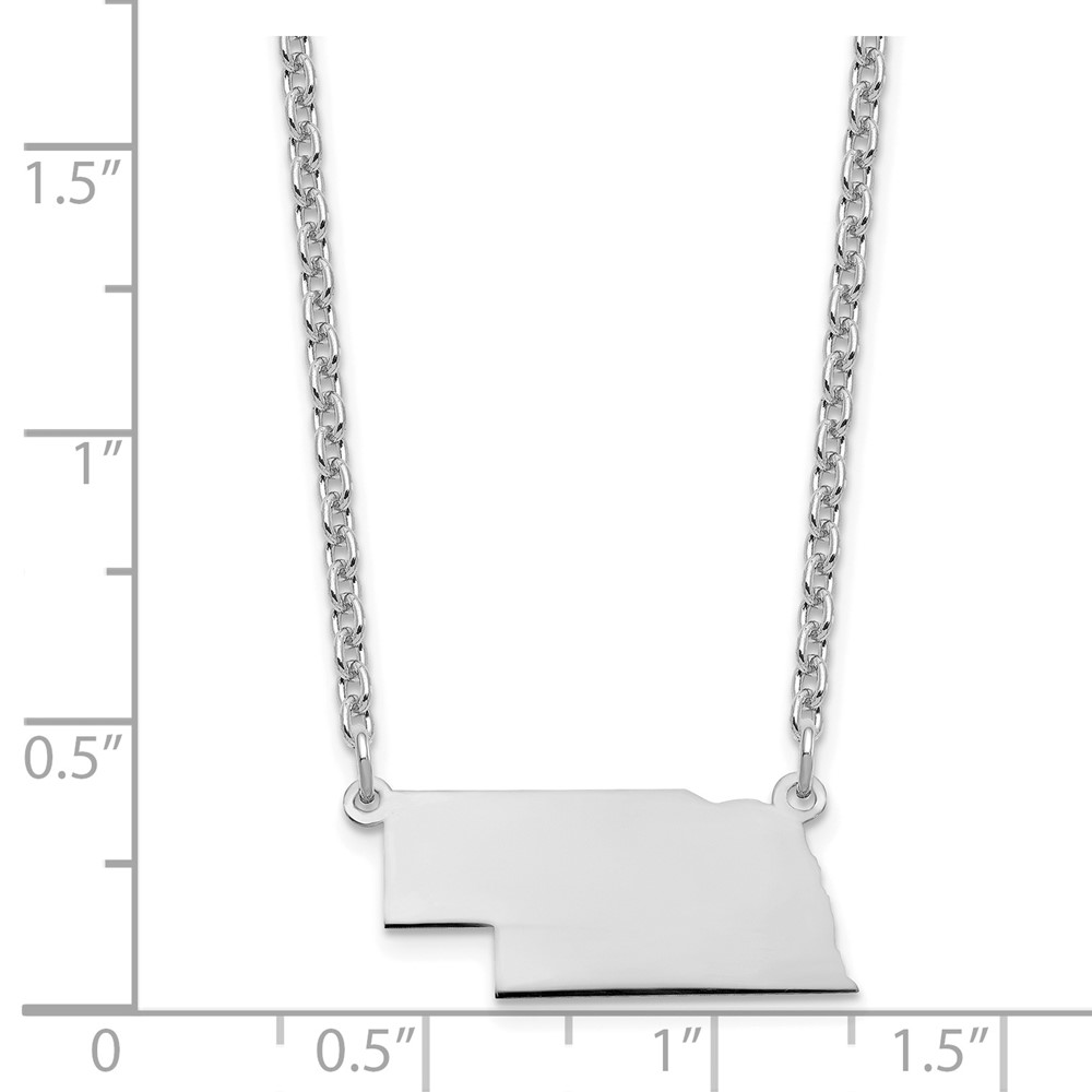 Sterling Silver/Rhodium-plated Nebraska State Necklace (XNA706SS-NE)